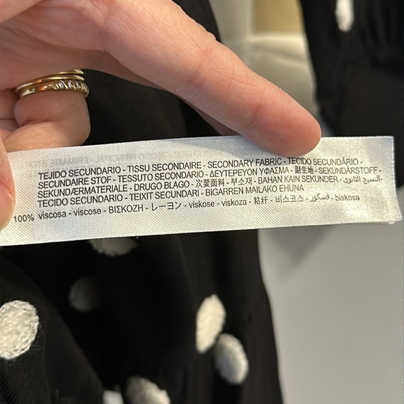 2️⃣ for $20 ZARA M 3D Pompom Polka Dots Black & White V Neck Long Sleeves Dress - Picture 8 of 9